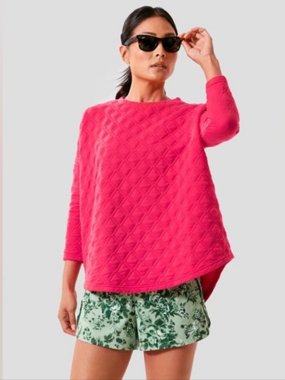 Tuckernuck Azalea Quilted Crewneck Pullover Sweatshirt Pink TNUCK SPORT Size M/L
